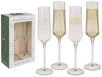 Два броя чаши за шампанско "Честит рожден ден!" 