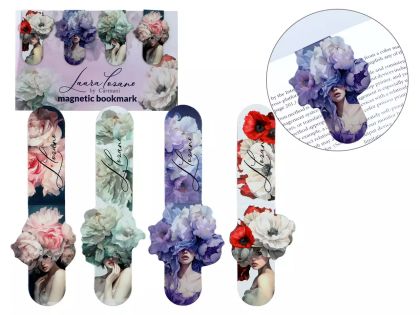 Магнитни книгоразделители "Дами с цветя" комплект 4 броя на Лаура Лозано