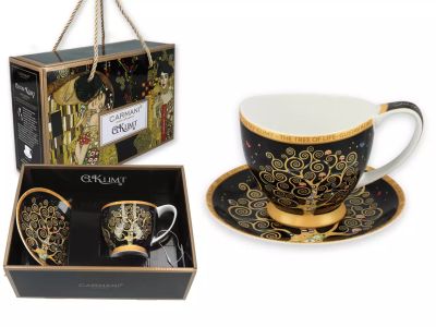 Голяма  чаша с чинийка "Дървото на живота" на Густав Климт 