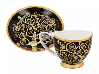 Голяма  чаша с чинийка "Дървото на живота" на Густав Климт 