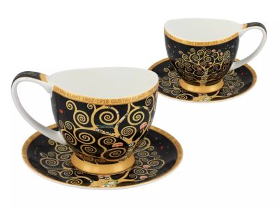 Голяма  чаша с чинийка "Дървото на живота" на Густав Климт 