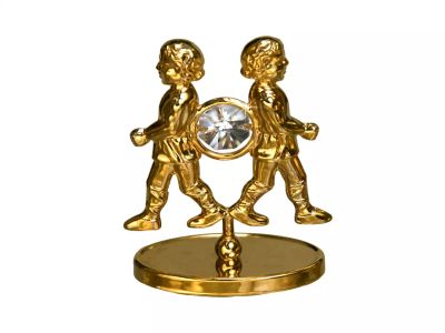Близнаци - позлатена фигурка с кристали