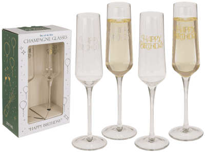 Два броя чаши за шампанско "Честит рожден ден!" 