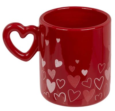 Подаръчен сет - порцеланова чаша с ключодържател сърце